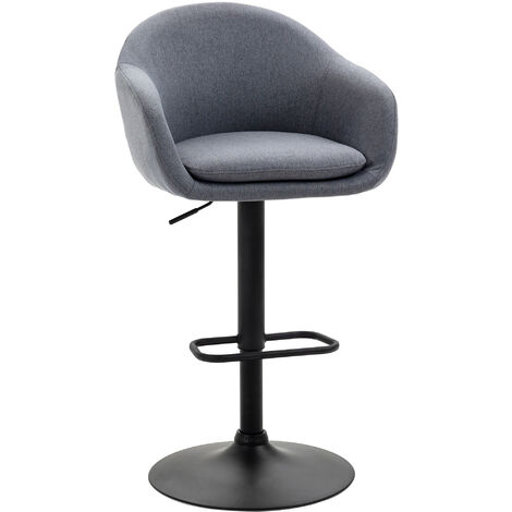 HOMCOM taburete alto de cocina regulable en altura taburete de bar tapizado de tela con reposapiés y pata de acero carga 110 kg 54x54x92-112 cm