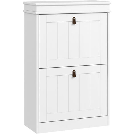 HOMCOM mueble zapatero blanco zapatero estrecho con 2 puertas abatibles y estantes ajustables para 10 pares de zapatos para recibidor 54x24x82,5 cm