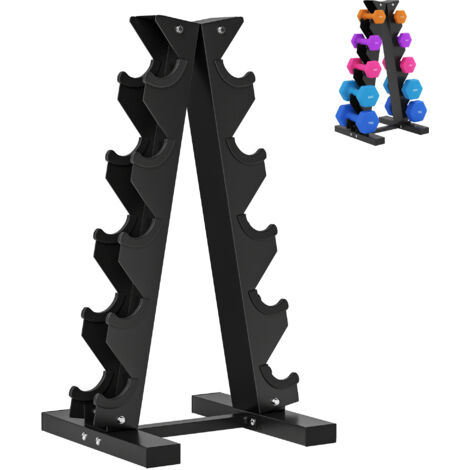 SPORTNOW estante para mancuernas de 5 niveles soporte de almacenamiento para mancuernas de acero para entrenamiento en hogar carga 100 kg 35x33x66 cm