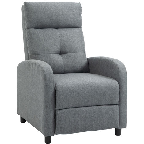 Sillón relax reclinable manual sillón reclinable para salón tapizado en tela con reposapiés respaldo alto carga 150 kg para dormitorio oficina gris