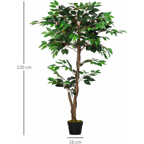 Outsunny árbol de té artificial 120 cm planta artificial con 546 hojas y  maceta planta artificial