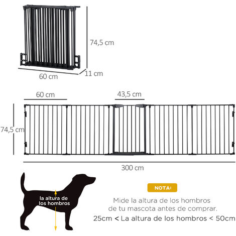 Pawhut Barrera De Seguridad Plegable Para Perros Reja De Protección De 4  Paneles Con Patas Para Puertas Escaleras Pasillos 204x30x61 Cm Blanco
