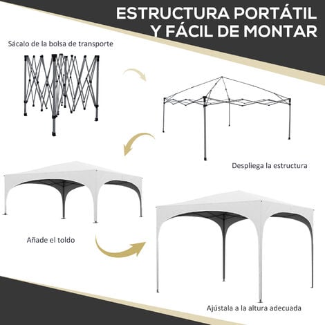 Outsunny Carpa Plegable 3x3 m con Altura Ajustable de 3 Niveles Cenador de  Jardín con 4 Paredes Extraíbles 2 Ventanas 4 Sacos de Arena y Bolsa de  Transporte para Camping Azul