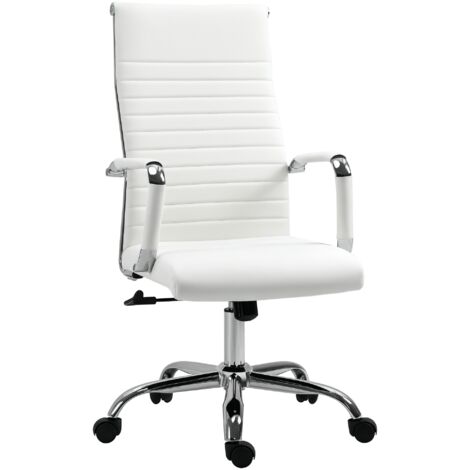 Vinsetto silla de oficina silla de escritorio giratoria 360° basculante con altura ajustable y reposabrazos tapizado en piel sintética 54x62x104-114cm