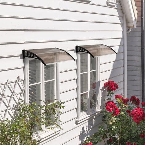 Outsunny tejadillo de protección 75x100 cm marquesina exterior para puertas  y ventanas contra sol y lluvia con soporte de aleación de aluminio