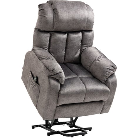 HOMCOM sillón relax levanta personas eléctrico con reposapiés 2 bolsillos  mando a distancia y reclinación eléctrica
