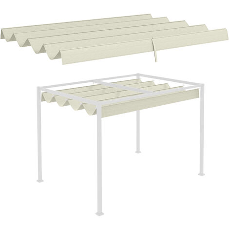 Outsunny cubierta para pérgola 3x2,5m techo de repuesto retráctil para marco de pérgola de 2,85x2 m toldo de tela solo con 10 orificios de drenaje