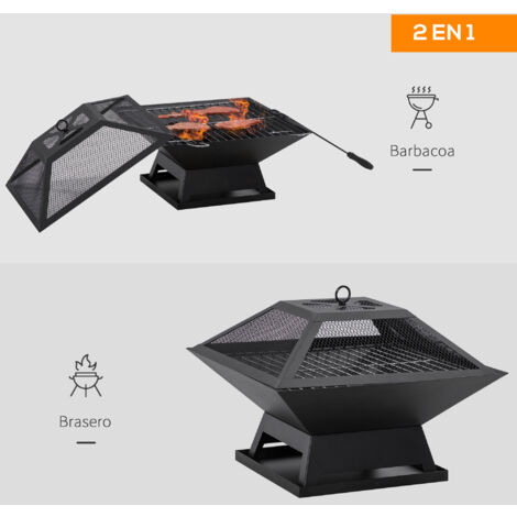 Brasero Mesa Camilla Cesta De Fuego Barbacoa Exterior VEVOR Pozo De Fuego Hierro Fundido Pintado De Negro Brasero Grande 16 Toldos Terraza Smartwatch Hombre