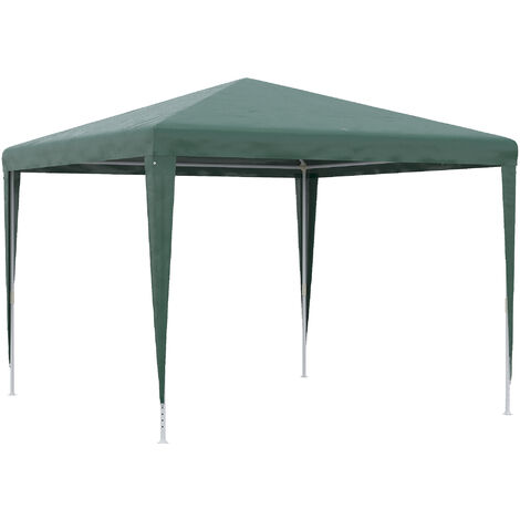 Outsunny carpa desmontable 3x3 m cenador pabellón de jardín con 4 orificios de drenaje y marco de acero gazebo para terraza patio exterior camping