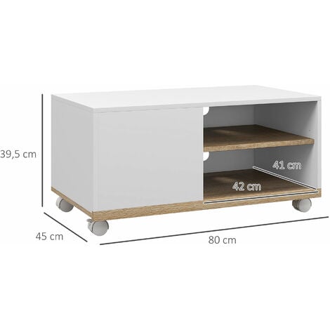 Mueble TV salón Mesa de TV Mueble de televisión con puerta blanco 102x30x36  cm ES62615A