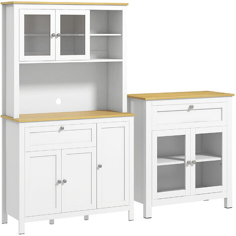 HOMCOM conjunto de cocina juego de 1 alacena de cocina y 1 aparador de cocina con cajón y estante ajustable estilo moderno 100x40x180 cm 80x40x90 cm (1/5)