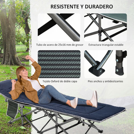 Outsunny cama de camping plegable cama de acampada con cojín