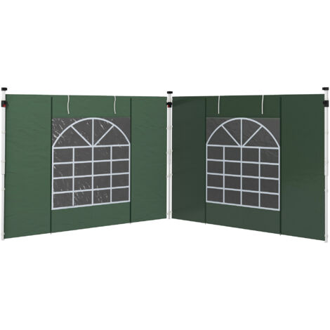 Outsunny paredes laterales para carpa de 2 paneles 295x195 cm con ventana enrollable y puerta con cremallera para carpa 3x3 m o 3x6 m