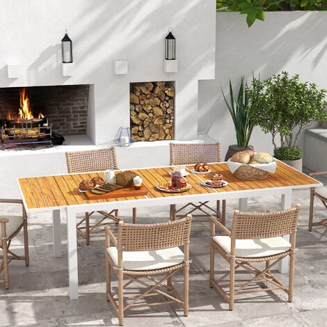 Mesa de jardín extensible para 6 personas mesa de comedor exterior rectangular con marco de aluminio carga 50 kg para terraza patio 180/240x94x73 cm
