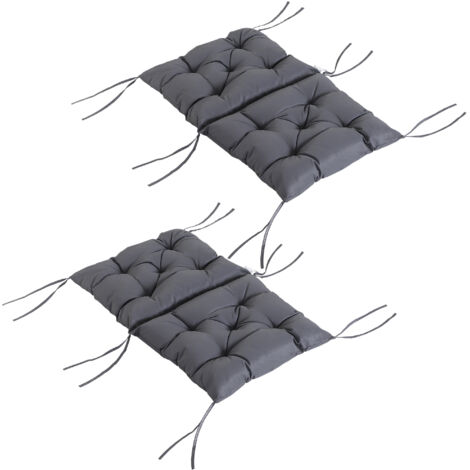Conjunto de 2 cojines para silla 50x98x8 cm colchones de banco con respaldo 6 cordones de fijación para jardín terraza balcón