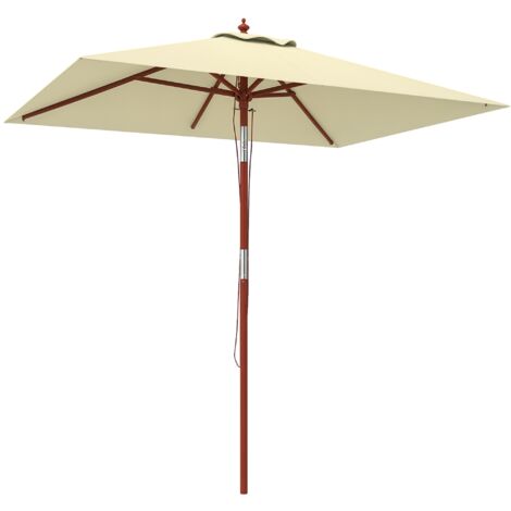Sombrilla de jardín 200x150x235 cm parasol de terraza rectangular inclinable con anti-UV impermeable y poste de madera para playa patio