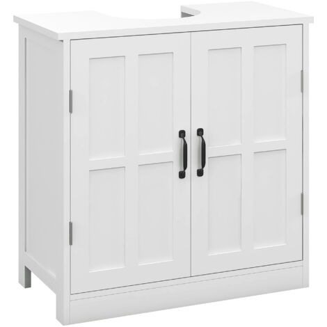 Mueble para debajo del lavabo armario de baño bajo lavabo con puerta doble y estante ajustable carga 20 kg 60x30x60 cm