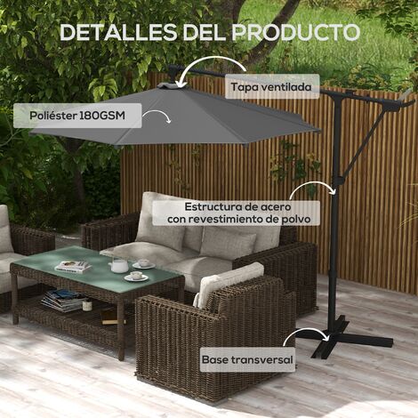 Sombrilla De Jardín 3x3 M GOPLUS - Giratoria 360° - 5 Posiciones - Inclinación Ajustable - Protección UV