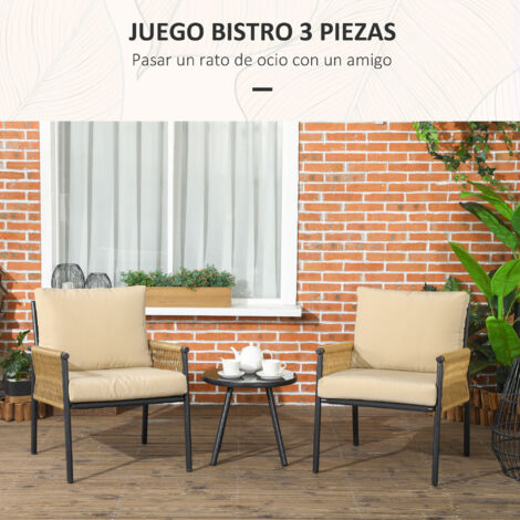 Conjunto de mesa y sillas de jardín exterior juego de 3 piezas sillas y ...