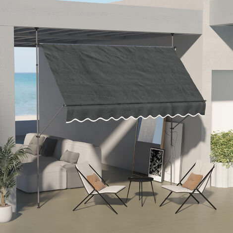 Toldo Retráctil De Tela Y Acero 150x150 Cm Gris - Para Terraza, Balcón O Patio, Protección Solar UV