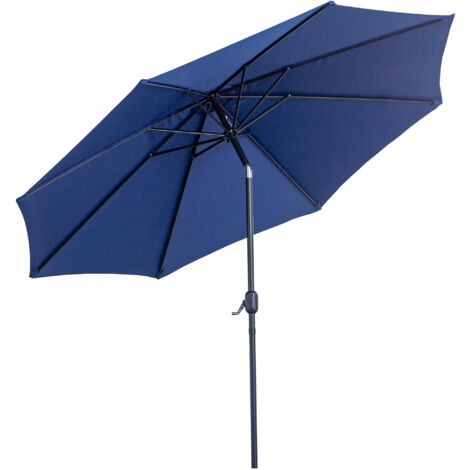 Sombrilla de jardín Ø295x250 cm con manivela parasol exterior con mecanismo de inclinación y poste desmontable de metal para terraza piscina patio
