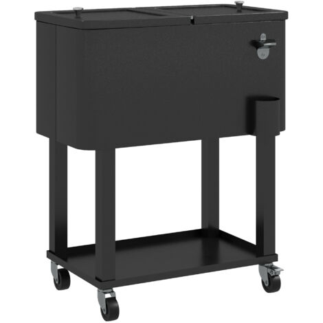 Carro de bebidas refrigerado 56L carro nevera con ruedas abrebotellas y estante para patio fiesta terraza 67x35x80 cm
