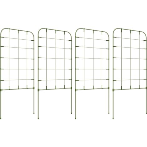 Juego de 4 enrejados de jardín soportes para plantas trepadoras con marco de acero para frutas verduras flores 40x90 cm