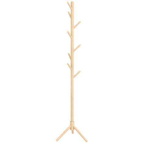 Perchero de pie perchero para ropa de madera con 8 ganchos para colgar bolsas forma de árbol para pasillo entrada dormitorio 40x40x165 cm