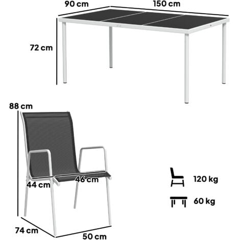 Conjunto de comedor de exterior juego de comedor de jardín de 7 piezas con 1 mesa 6 sillas apilables para terraza patio