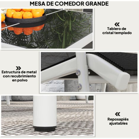 Conjunto de comedor de exterior juego de comedor de jardín de 7 piezas con 1 mesa 6 sillas apilables para terraza patio