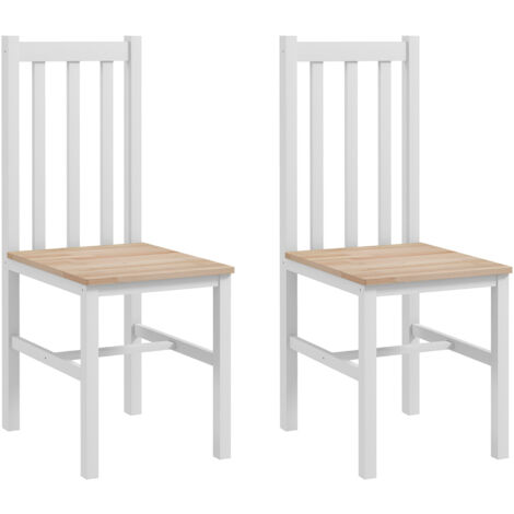 Juego de 2 Sillas de Comedor Silla de Cocina con Respaldo de Listones Marco de Madera de Pino para Sala de Estar y Comedor 38,5x47,5x99 cm