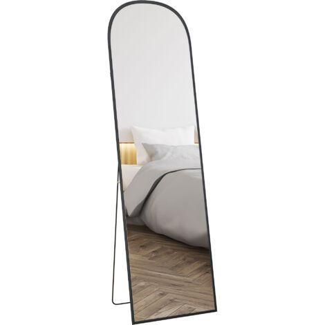 Espejo de cuerpo entero espejo de pie 50x170 cm independiente o pared con marco de aleación de aluminio y soporte para sala dormitorio baño negro