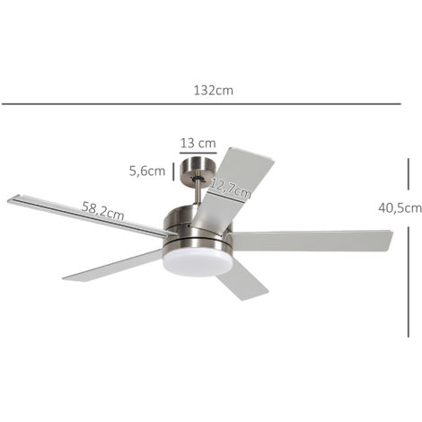Ventilador de Techo con Luz LED 46W Ventilador de Techo Silencioso de 132 cm con 5 Aspas Reversibles Control Remoto 6 Velocidades Efecto 1520 m² Haya