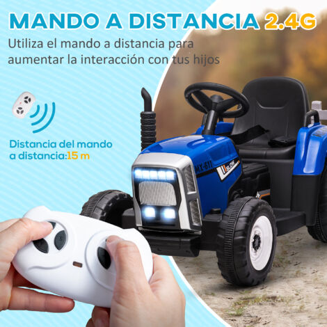 Tractor Eléctrico Infantil 2 En 1 Con Remolque, 12V, 3 Velocidades, Mando A Distancia 2.4G, Luces LED Y USB – Para Niños De 3 A 8 Años