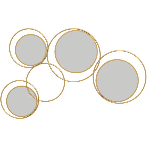 Espejo decorativo de pared de metal 3D adornos de pared metálicos con 4 espejos redondos para salón dormitorio cocina pasillo