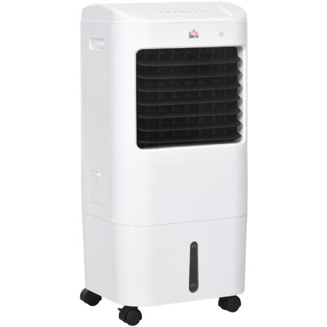 Enfriador de aire portátil 3 en 1 con 3 velocidades control remoto temporizador 7,5h pantalla LED tanque de agua 15L efecto 15-20 ㎡ 37x32x78 cm blanco