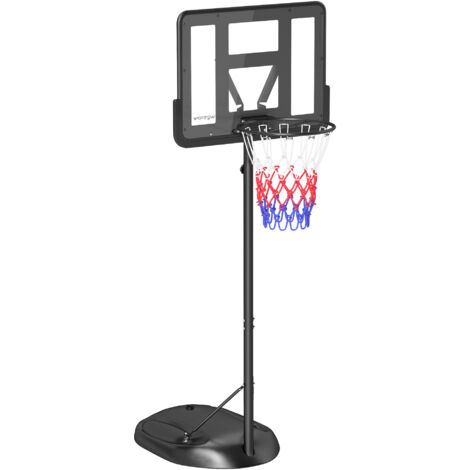 Canasta de baloncesto con altura ajustable 216-277 cm aro de baloncesto para exterior con ruedas y base rellenable para adolescentes y adultos negro