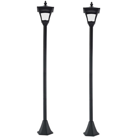 Outsunny conjunto de 2 farolas solares para jardín con paneles solares luces LED inteligentes y protección al ambiente para terraza patio 15x15x120 cm