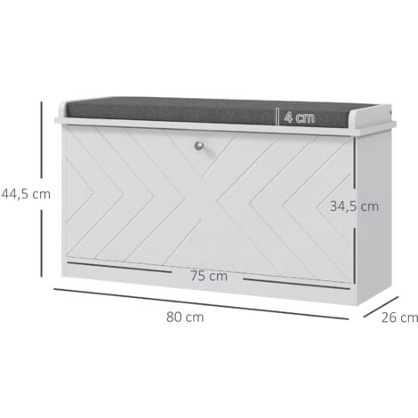 Banco zapatero moderno mueble zapatero con banco de madera con estantes ajustables y cojín acolchado para 8 pares de zapatos 80x26x48 cm