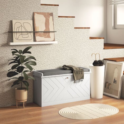 Banco zapatero moderno mueble zapatero con banco de madera con estantes ajustables y cojín acolchado para 8 pares de zapatos 80x26x48 cm