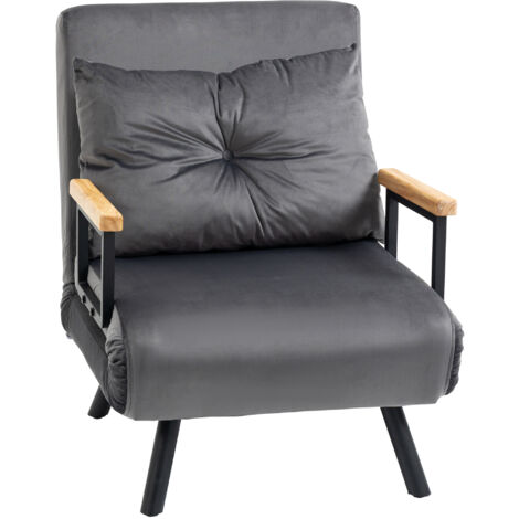 sofá cama individual plegable silla cama convertible 4 en 1 con respaldo ajustable de 5 niveles y almohada acolchada carga 120 kg 63x73x81 cm