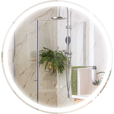 Espejo de baño con luces LED ajustable Ø60 cm espejo para baño redondo con antivaho función de memoria e interruptor táctil para salón entrada plata