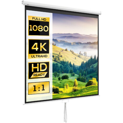 Pantalla de proyector manual 99 pulgadas pantalla de proyección portátil formato 1:1 para interior y exterior cine en casa patio 178x178 cm blanco