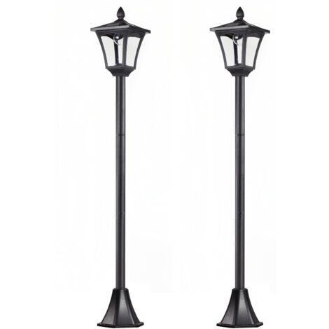 Conjunto de 2 farolas solares luces solares para jardín con panel solar encendido automático impermeable IP44 para terraza patio 18x18x160 cm negro