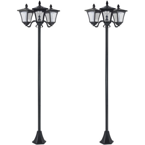 Conjunto de 2 farolas solares de exterior luces solares de pie con 3 luces LED impermeable IP44 para camino terraza patio 51,5x47x182,5 cm