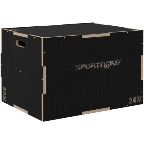 Cajón pliométrico caja pliométrica con 3 alturas diferentes entrenamiento de fuerza en casa oficina gimnasia carga 120 kg 76x61x51 cm negro