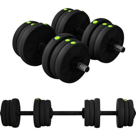 Kit de mancuernas 20kg 2 en 1 juego de pesas con barra de pesas mango antideslizante para entrenamiento de fuerza en hogar gimnasio negro y verde