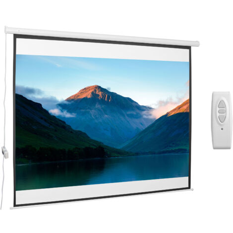 Pantalla de proyector eléctrica 120 pulgadas pantalla de proyección portátil formato 4:3 con mando a distancia 244x183 cm blanco