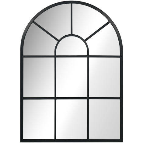Espejo decorativo de pared 50x70 cm espejo de ventana de metal para salón dormitorio entrada estilo moderno negro