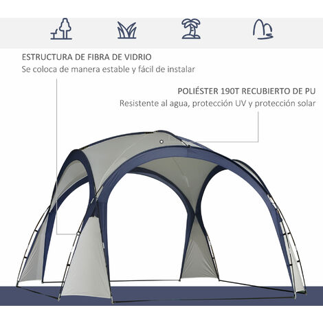 Outsunny toldo de refugio 3,5x3,5 m toldo camping plegable con